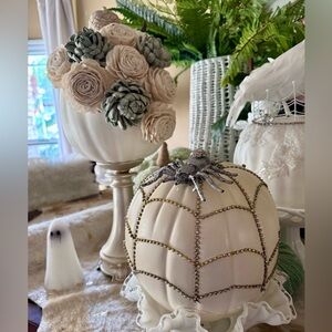 NEW! Pumpkin & Flowers Designer White Pumpkin
